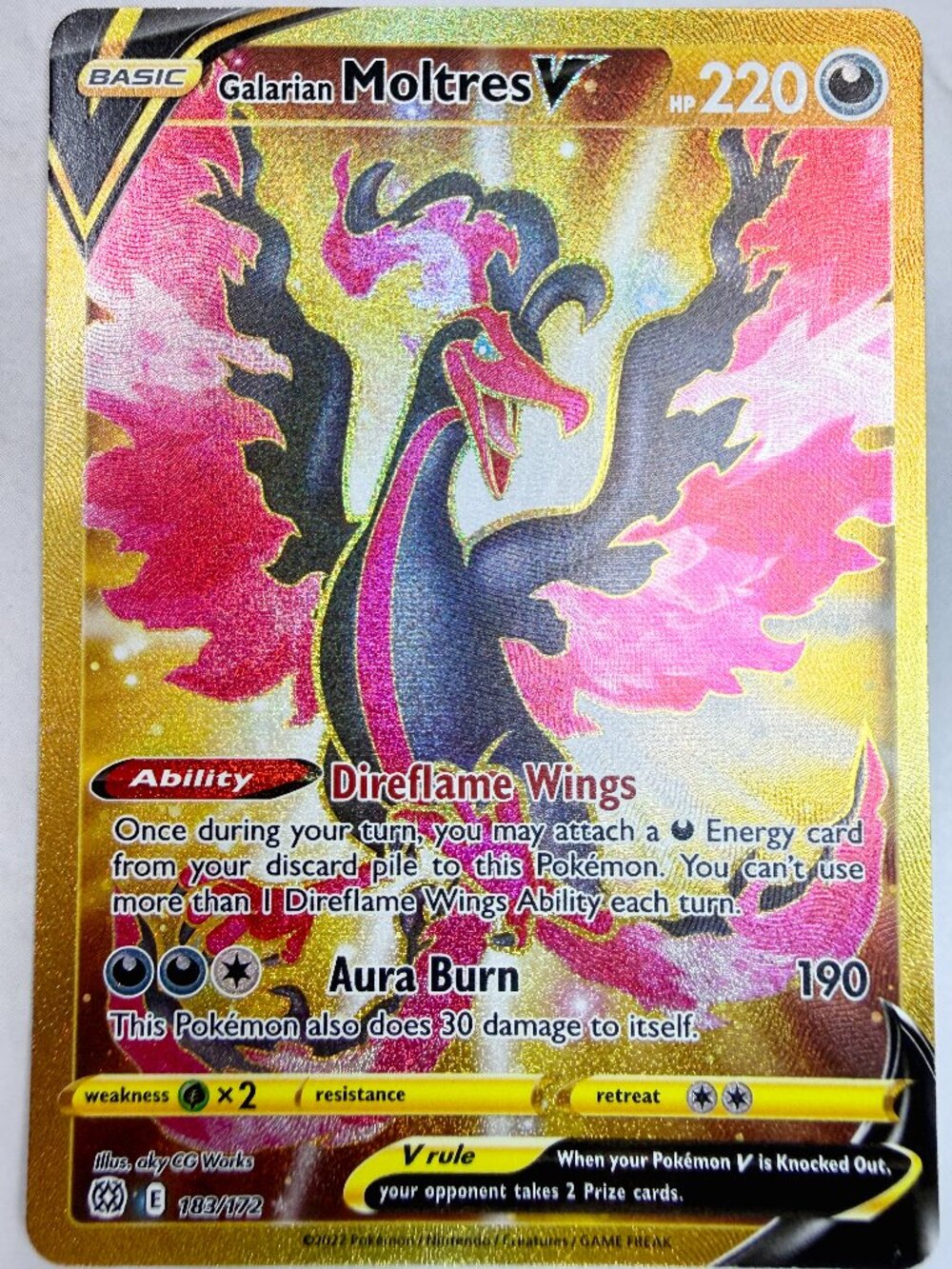 Pokemon Galarian Moltres V Brilliant Stars Excellent Condition
